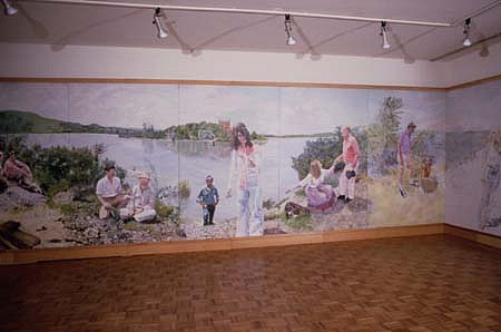 Syvia Sleigh
Invitation to a Voyage: The Hudson River at Fishkill, 1985
oil on canvas, 6 panels: 96 x 60 inches each