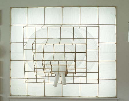 Scott Reynolds
A Recreation of the Custom Window Treatments at the Freud Institute for Architectural Research, 1999
wood, fabric, fan, air, 63 x 73 1/2 x 30 inches