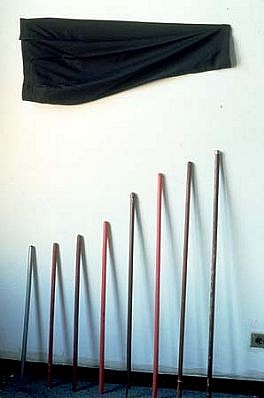 Craig Pleasants
Even, 1987
trousers, broomsticks, 72 x 40 x 9 inches