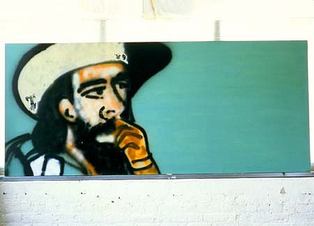 Larry Deyab
Revolutionary Portrait - Camilo, 2003
oil, spray paint on canvas, 40 x 100 inches