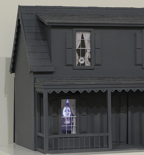 Lynn Hershman Leeson
Look at Me, 2010
doll house, 2 video mini monitors, face recognition software, 18 x 36 x 18 in.