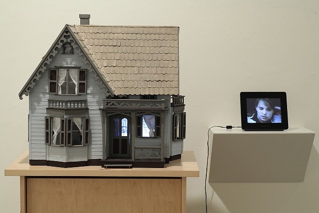 Lynn Hershman Leeson
Home Front, 2010
doll house, 2 video mini monitors, face recognition software, 18 x 36 x 18 in.