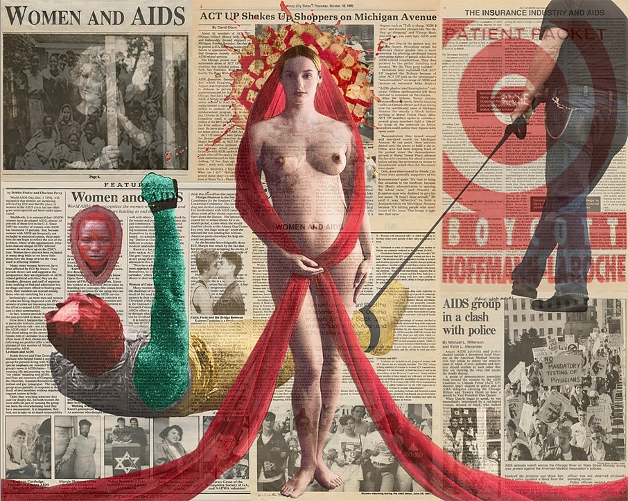 Hunter Reynolds
ACT-UP Chicago a Revolution, Woman and AIDS, 2015
archival C-prints and thread, 48 x 60 in.