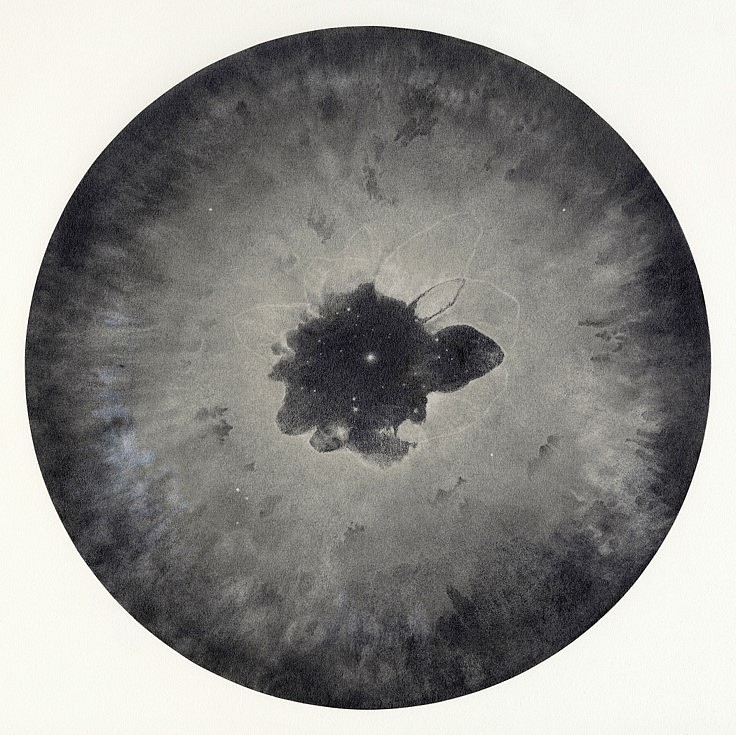 Ernesto Caivano
Nocturne & Ocular Moon 24 (Spectral Shadows), 2016
graphite and colored pencil on paper, 10.5 inch diameter on 14 x 14 inch paper