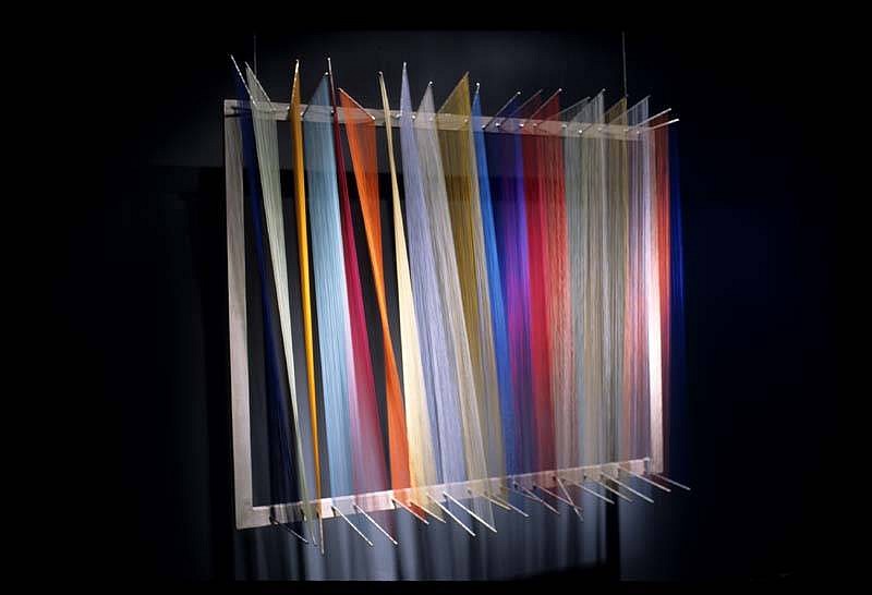 Randall Walker
Color Separation (northern lights), 2005
aluminum silkscreen frame, steel bolts, nylon fiber, 72 x 80 x 15 inches
