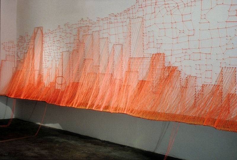 L. Aili Schmeltz
Magic City, 2008
nails, string and wood, variable dimension installation