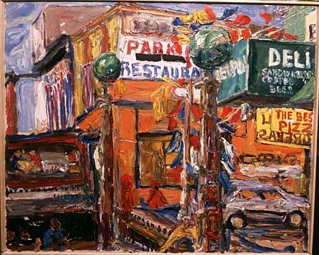 Philip Sherrod
Delancey, Subway, Deli-Park!, 1985
oil on canvas, 30 x 33 inches