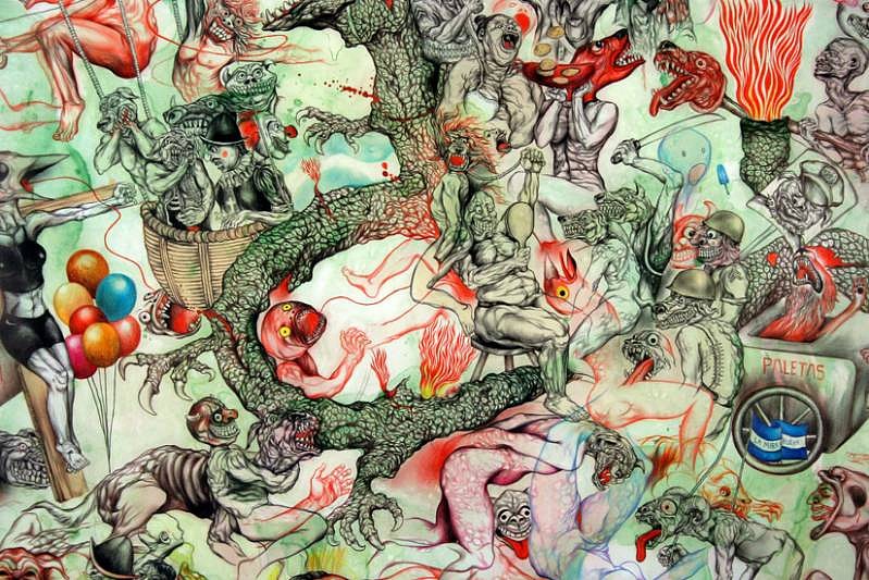 Osvaldo Ramirez Castillo
Ferias I (detail), 2007
mixed media drawing, 40 x 122 inches