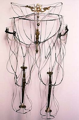 Eric Rhein
Third Skeleton, 1989
wire, string, glue, brass hardware, 29 x 18 x 15 inches