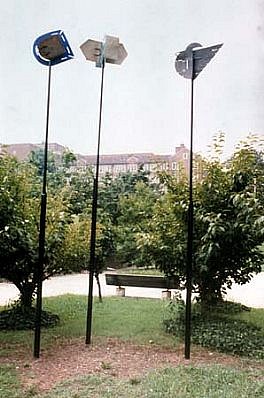 Florence Neal
The Zetegians, 1989
welded, cut & painted steel wind sculptures, 132 x 180 inches