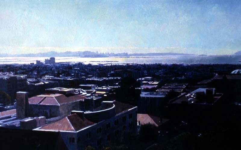 Dean Larson
Berkeley Rooftops and San Francisco Bay, 2005
oil on canvas, 30 x 48 inches