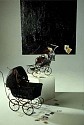 Willie Little, Black Jack (Installation)
2002, oil, wax, antique pram, cards