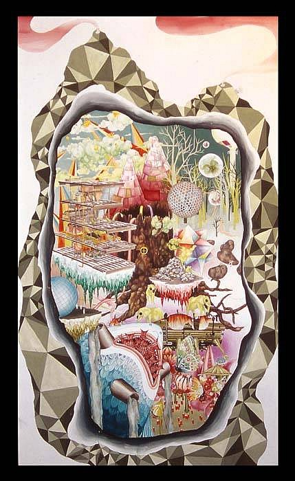 Jen Liu
The Brethren of the Stone: Paul's Vision (Three Worlds Under a Mushroom Cloud Sky), 2006
watercolor on paper, 95 1/4 x 52 1/4 inches