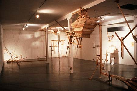 Bernie Lubell
The 2nd Story: A Twice Faled Tale, 1989
pine, canvas, latex, music, wire, etc., 11 x 51 x 27 feet