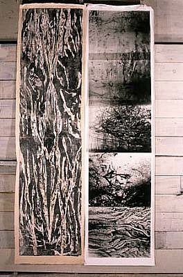 Kathryn Luchs
Woods I, 1996
woodcut, graphic film, 100 x 50 inches