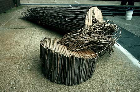 David Krepfle
Untitled, 1993
maple sticks, kudzu vine, 35' x 5' x 7'