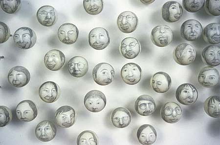 Haegeen Kim
Untitled Ping Pong Faces, 2003
graphite on ping pong balls, dimensions variable