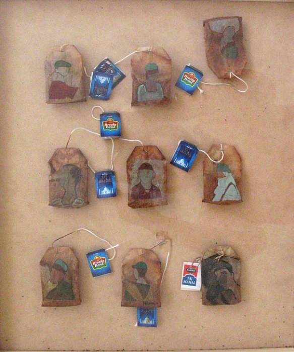 Mahula Ghosh
Stained Portraits, 2008
gouache on used teabags, 12 x 17 inches