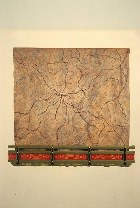Jorge Fonseca
A Estrada da Vida, 2001
wood, emroidery on truck canvas, metals, synthetic enamel ink, 170 x 160 x 5 cm