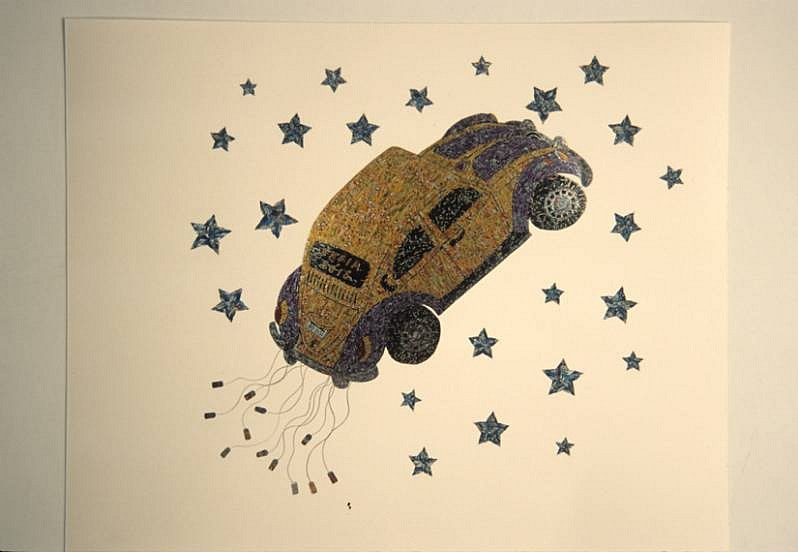 Jorge Fonseca
Carro Alegorico, 2007
wood, metallic threads, cut and stick drink cans, 400 x 400 cm