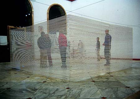 Ivana Franke
Raster, 2005
wooden lathes, steel wire, 400 x 400 x 200 cm