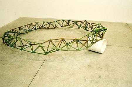 Christie Frields
Tenacious Weed Tyrannical Root from Pole to Pole, 2000
bamboo, pvc pipe, paint, 9' diameter x 22 1/2"