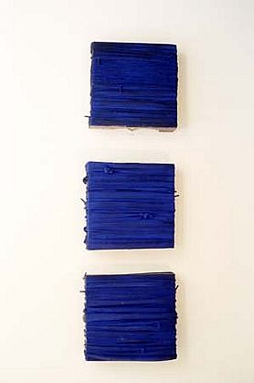 Gregory Coates
Triple Blue, 2000
oil, pigment on inner tubes and wood skid, 18 x 18 inches