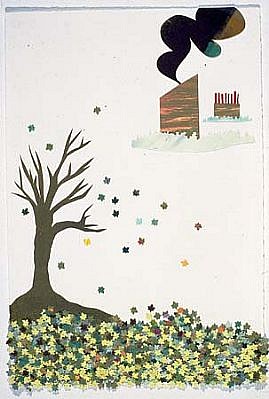 Claire Cowie
The Tree, 2004
collage, watercolor, woodcut, 11 x 7 1/2 inches