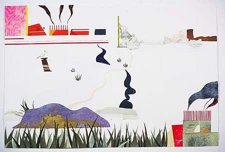 Claire Cowie
The Smokestacks, 2004
collage, watercolor, monotype, 31 1/2 x 48 inches