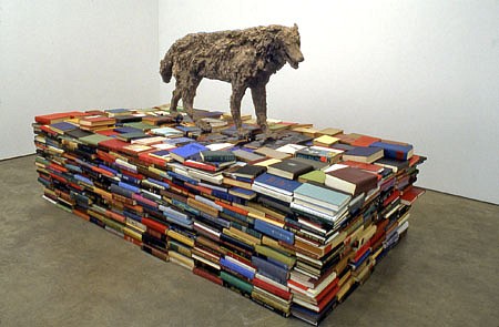 James Croak
Wolf on Books, 2001
cast dirt wolf on books, 65 x 120 x 84 inches