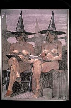 Robert Cumming -&nbsp;2 Women, Masks, Witch Hats, October