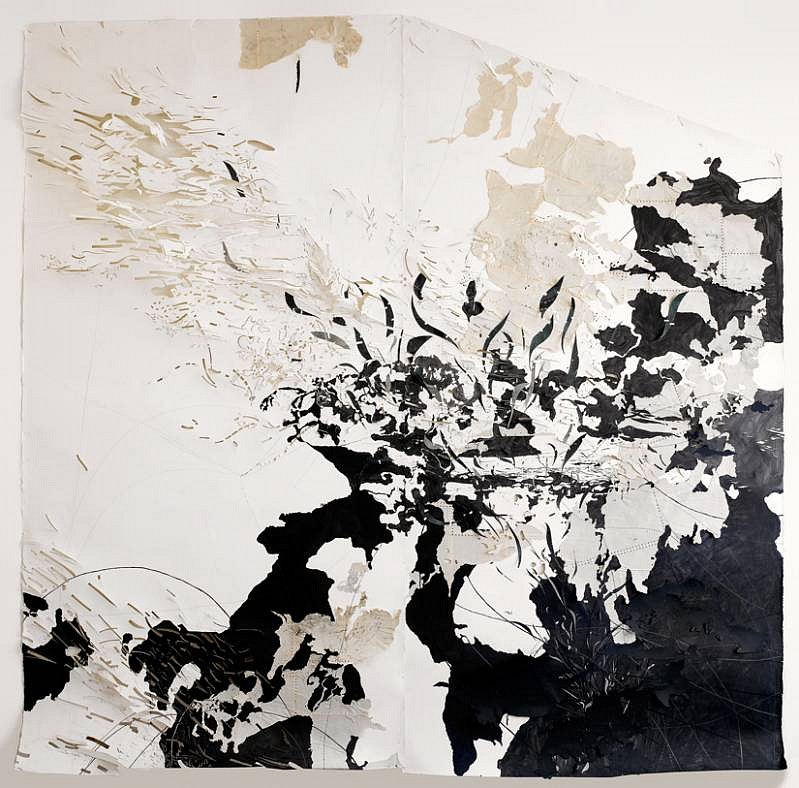 Valerie Britton
Continental Drift, 2006
ink, collage, graphite, tape and cut-out paper, 120 x 120 inches