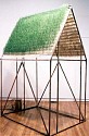Michele Brody, Seeing Below from Above
2002, copper pipe, plexiglass, hand-made paper, grass seeds, water
