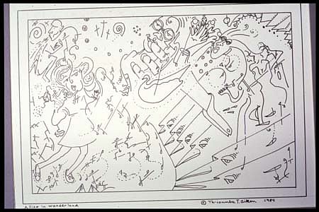 Ta-coumba T. Aiken
Allise in Wanderland, 1984
pen and ink, 8 1/2 x 10 1/2 inches