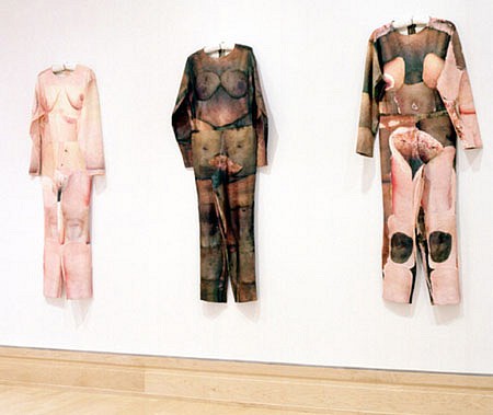Elia Alba
If I Were A..., 2003
photocopy transfer over muslin, acrylic and thread, Lenth of each suit- 65 inches