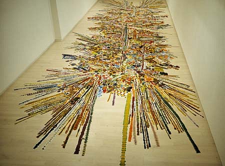 Polly Apfelbaum
Single Gun Theory, 2001
fabric, dye, 360 x 90 inches