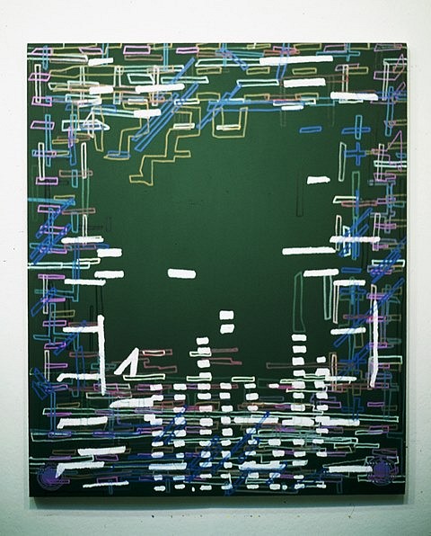 James F. L. Carroll
Structure to be Made - Cobalt Green No. 5, 2005
oil markers, sticks on canvas, 48 x 40 in.