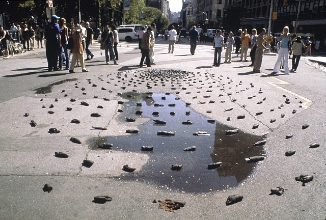 Lishan Chang
Fingerprint, 2004
charred baguettes, 850 x 850 cm