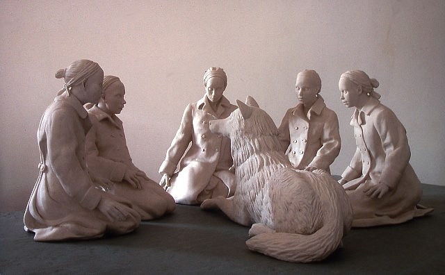 Tricia Cline
Papa Wolf Sings to the Acolytes, 2006
porcelain, 11 x 36 x 36 in.