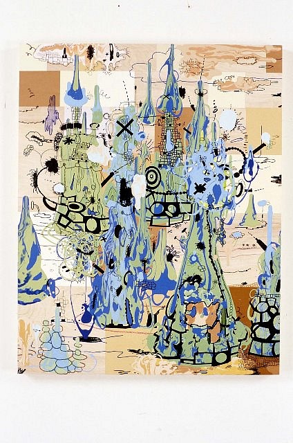 Jane Fine
Battlefield No. 1, 2003
acrylic and ink on wood, 24 x 30 in.