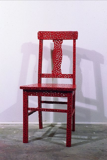 Paul Forte
Riddled Chair, 2002
painted oak chair with 1/4 inch holes, 36 x 17 x 16 in.