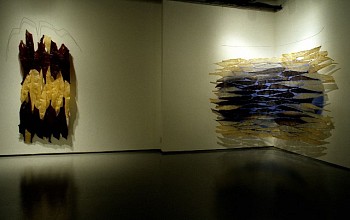 Carol Hepper - Red Bands, 2001 (on left) Iris, 2003 (on right)