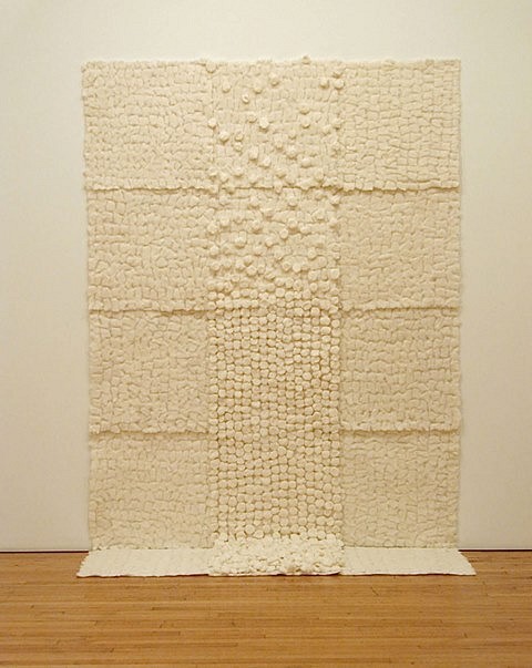 Robin Hill
Dissipation, 2004
cotton-batting and paper, 95 x 24 x 70 1/2 in.
Installation at Lennon-Weinberg, Inc.