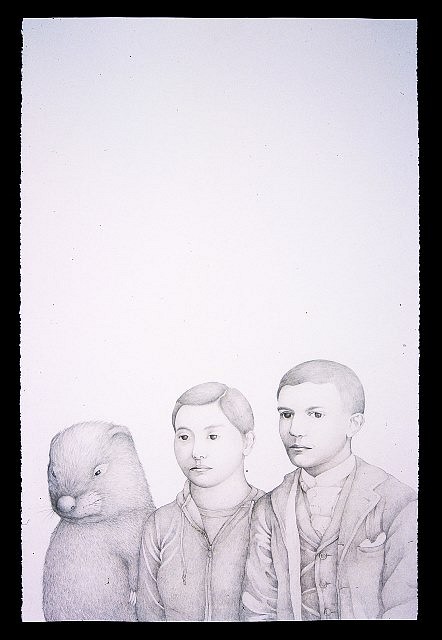 Haegeen Kim
Hard workers: Beaver, Pablo and I, 2006
colored pencil on paper, 40 x 26 in.