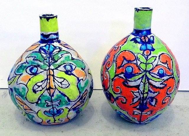 Elisabeth Kley
Two Small Leaf Face Bottles, 2008
glazed earthenware, 8 in.