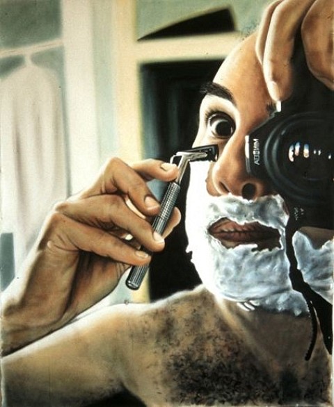 Laurent La Gamba
Self-Portrait with Razor and Camera, 2000
acrylic on canvas, 270 x 155 cm