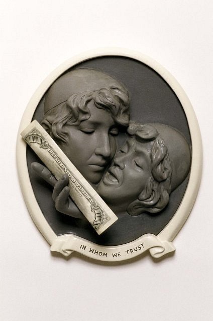 Sally Sheinfeld
In Whom We Trust, 2001 - 2002
carved wax, resin, money, 15 x 10 x 4 in.