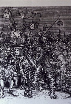 Pedro Villalba Ospina -&nbsp;One Hundred Years of Solitude in Etching, Chapter X - Suddenly, During the Paroxysm of the Celebration, Someone Broke the Delicate Equilibrio