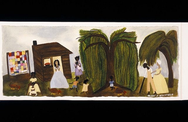Mary Whitfield
Narrative- Cherry Pie, 2004
watercolor, gouache on paper, 8 x 20 1/4 in.