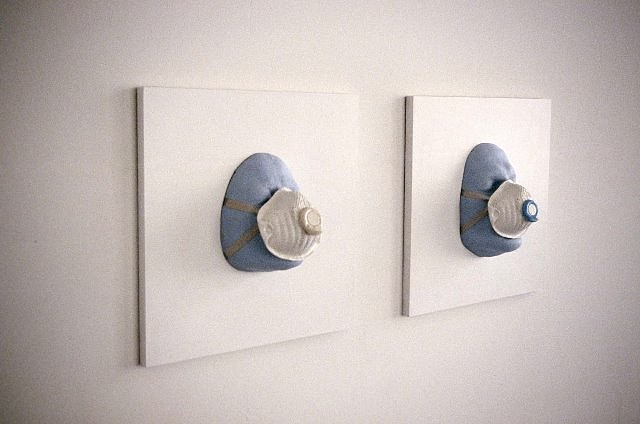 Juana Valdes
Breath Ease R and B, 2004
cast porcelain mask, silicone rubber, wood, 15 x 15 x 6 in.